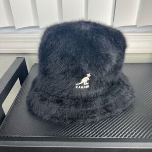 KANGOL Black Fuzzy Bucket Hat Size Small